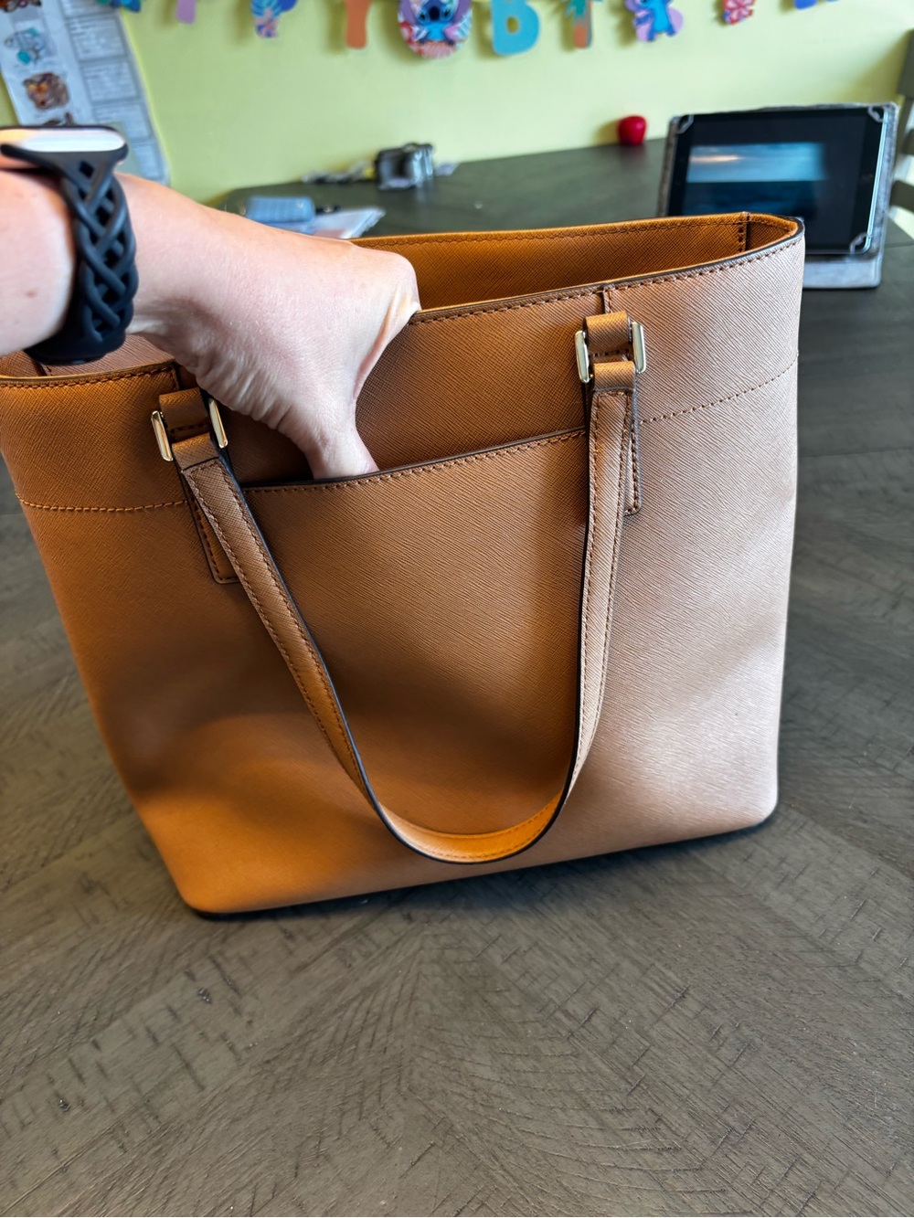 Michael Kors Tan Leather Tote Bag - Picture 4 of 13